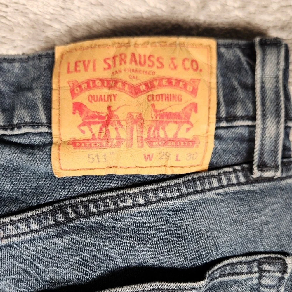 Levi's 511 Slim Fit Jeans Mens 29x30 Dark Wash Blue Excellent Stretch Denim